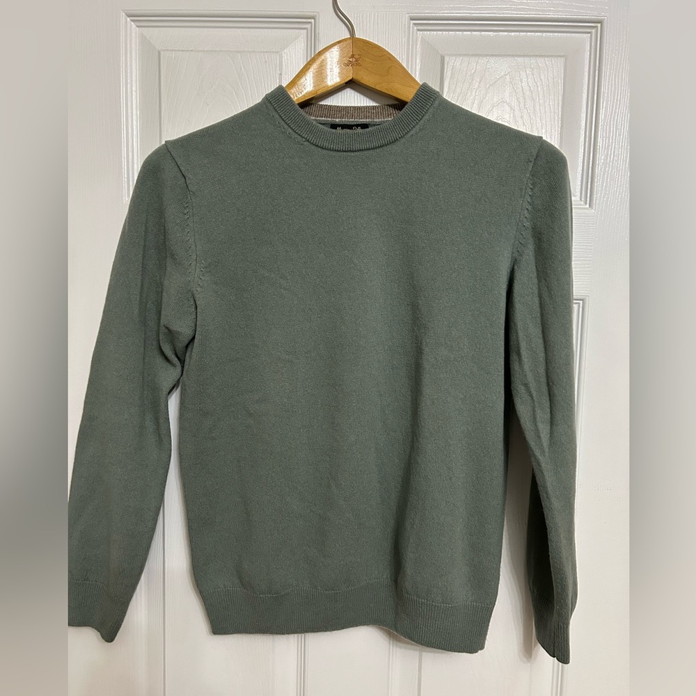 Massimo Dutti Wool Cashmere Frost Green Crew Neck Sweater